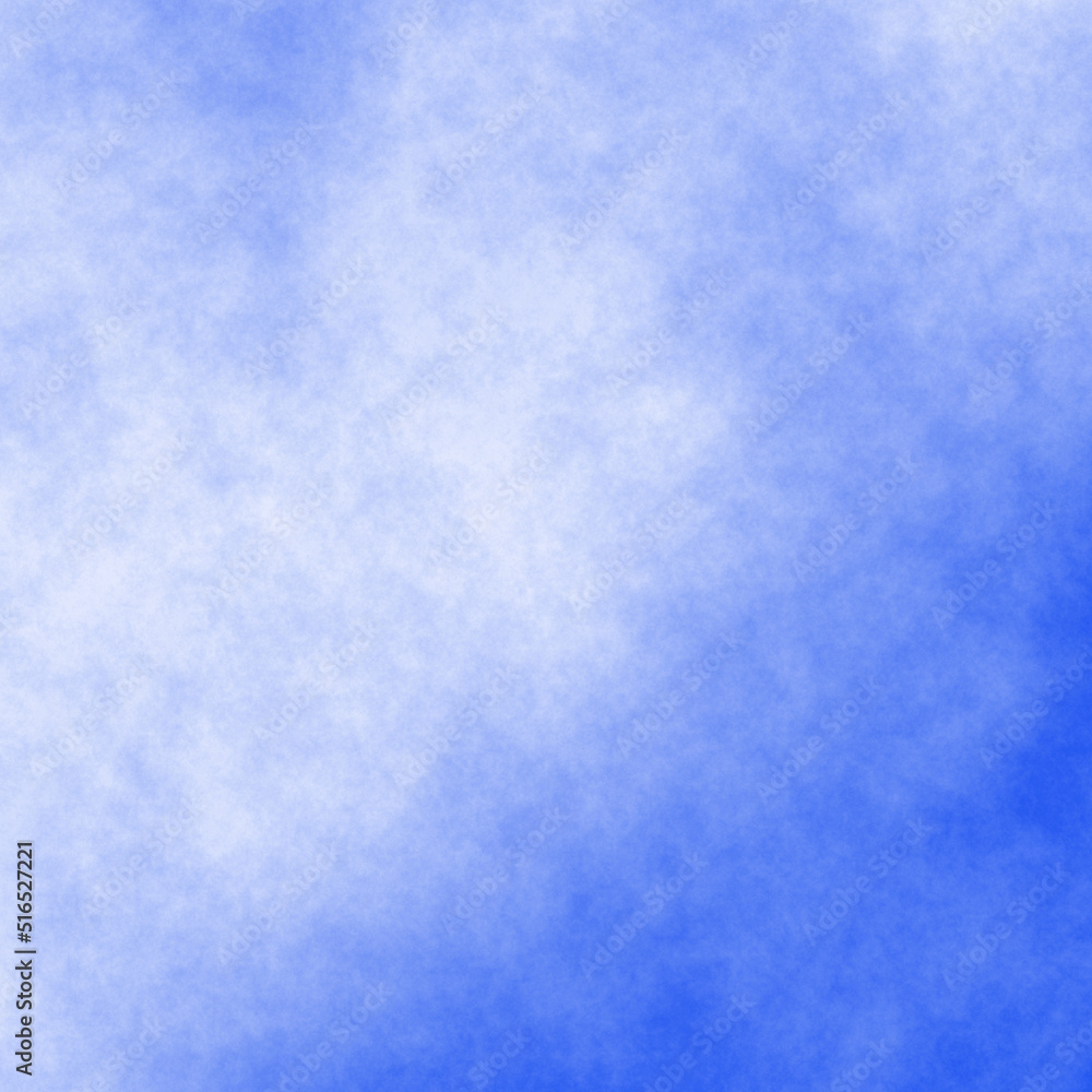 Blue watercolor background. Abstract clouds pattern, grainy texture.
