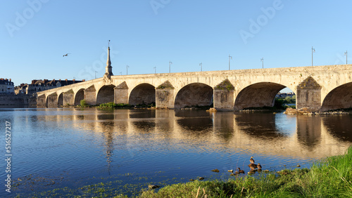 Jacques-Gabriel bridge and Loire rive in Blois city