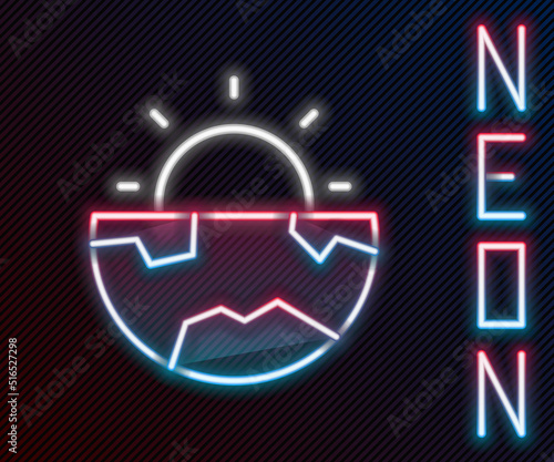Glowing neon line Earth core structure crust icon isolated on black background. Colorful outline concept. Vector