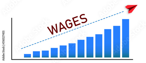 Graph showing the increase in wages with a line graph.
Wage and salary increase concept.