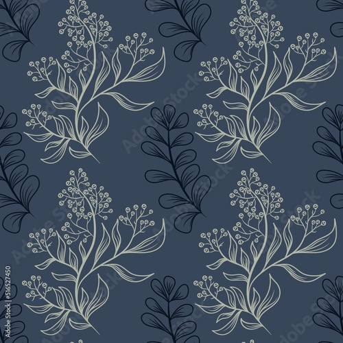 Vector. Colorful. Plant flowers. Seamless pattern.