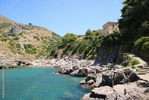 View of the bay of Ieranto, a stretch of coast in the province of Naples, Italy. photo