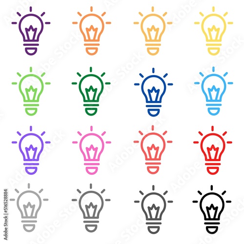 Creative Light Bulb, Mix Multi Color Icon Set