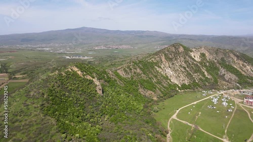 Aerial Spring view of Kozhuh Mountain and Petrich valley, Bulgaria photo