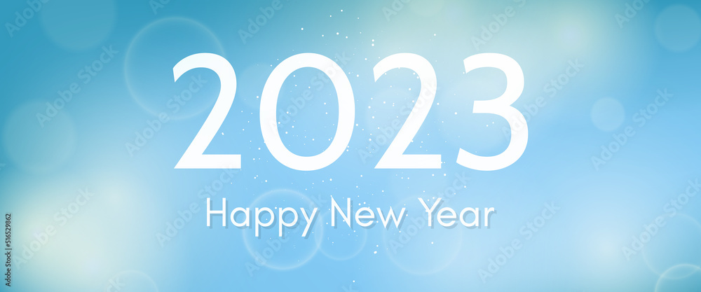 Happy new year 2023 incription on blurred background