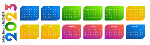 Calendar for 2023 isolated on a white background