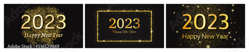 2023 Happy New Year gold background
