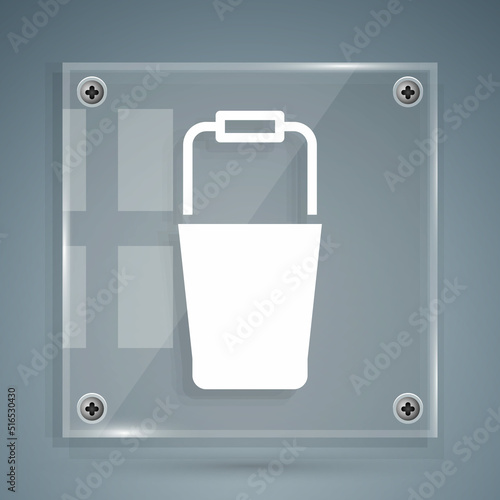 White Sauna bucket icon isolated on grey background. Square glass panels. Vector