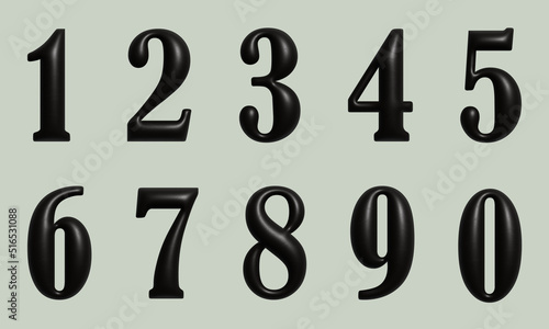 Set of vector black 3d numbers. Set of characters. Vector illustration.
