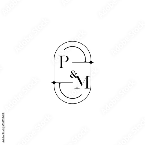 PM line simple initial concept with high quality logo design