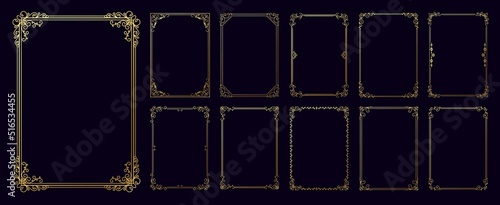 Rococo frames. Elegant decorative a4 frames with flourish swashes and swirls for diploma certificate, wedding invitation and greeting cards. Vector luxury borders