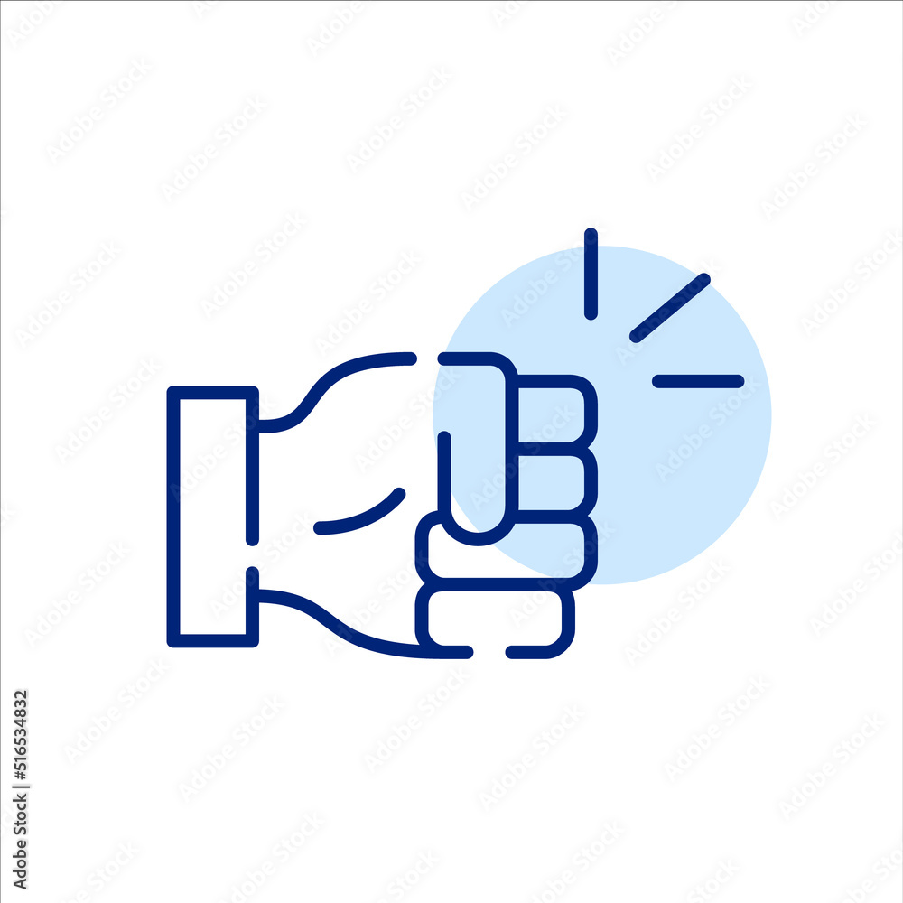 Fist bump friendly approval gesture. Pixel perfect, editable stroke line art icon