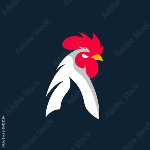Letter R Rooster Logo Designs Template, Chicken Head Logo Designs