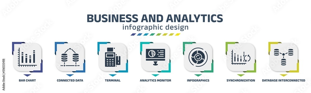 business and analytics infographic design template with bar chart ...