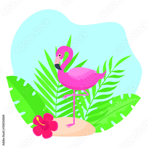 This is a pink flamingo bird on the beach.