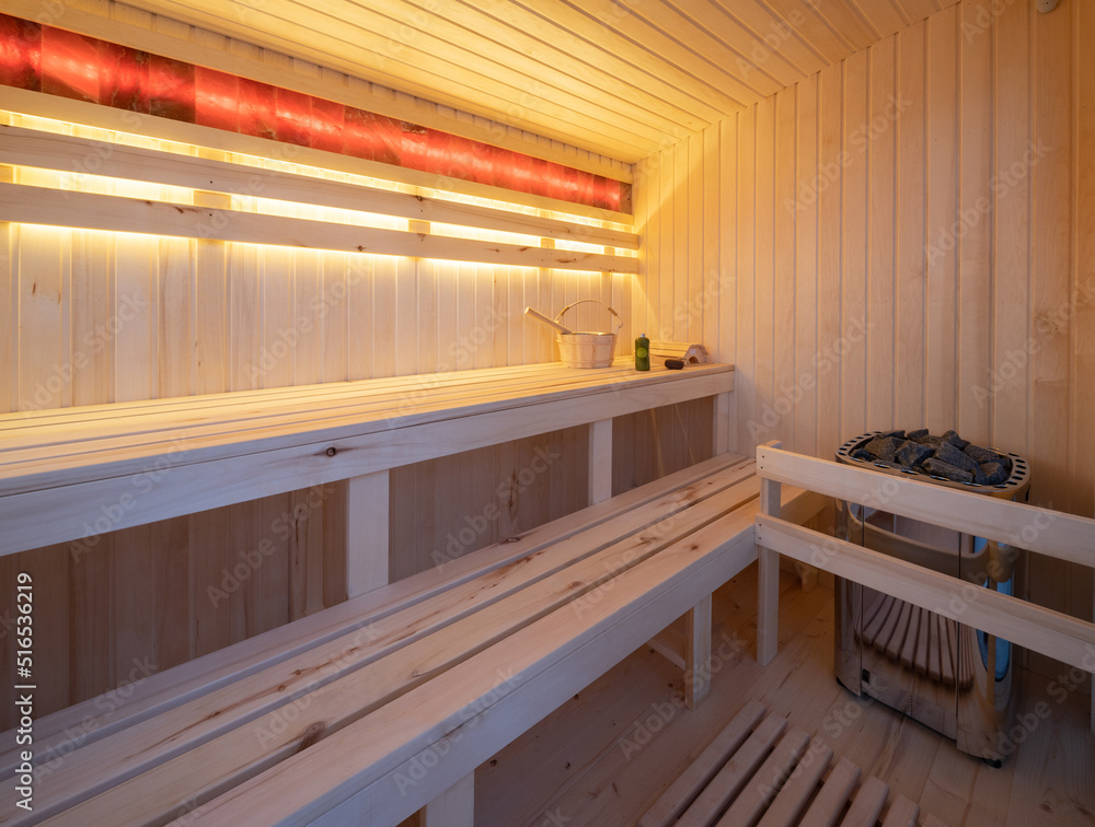 Interior of wooden finnish sauna. Luxury private house. Interior of wooden finnish sauna. Luxury private house.