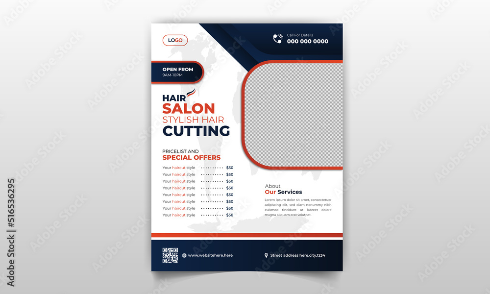 Modern Hair salon or barber shop flyer brochure design template. Leaflet for parlor, massage etc Modern Hair salon or barber shop flyer brochure design template. Leaflet for parlor, massage etc