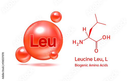 Important amino acid leucine and structural chemical formula and line model of molecule. Arginine blue on a white background. 3D Vector Illustration. Medical and scientific concepts. photo