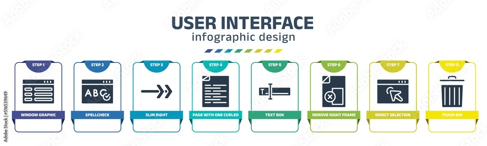 user interface infographic design template with window graphic ...