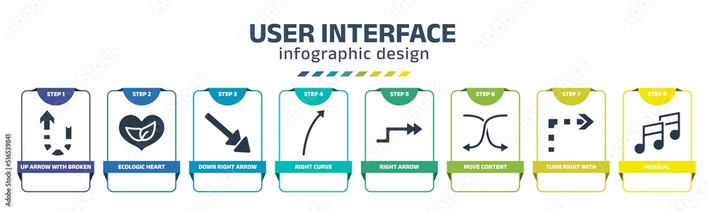 user interface infographic design template with up arrow with broken ...