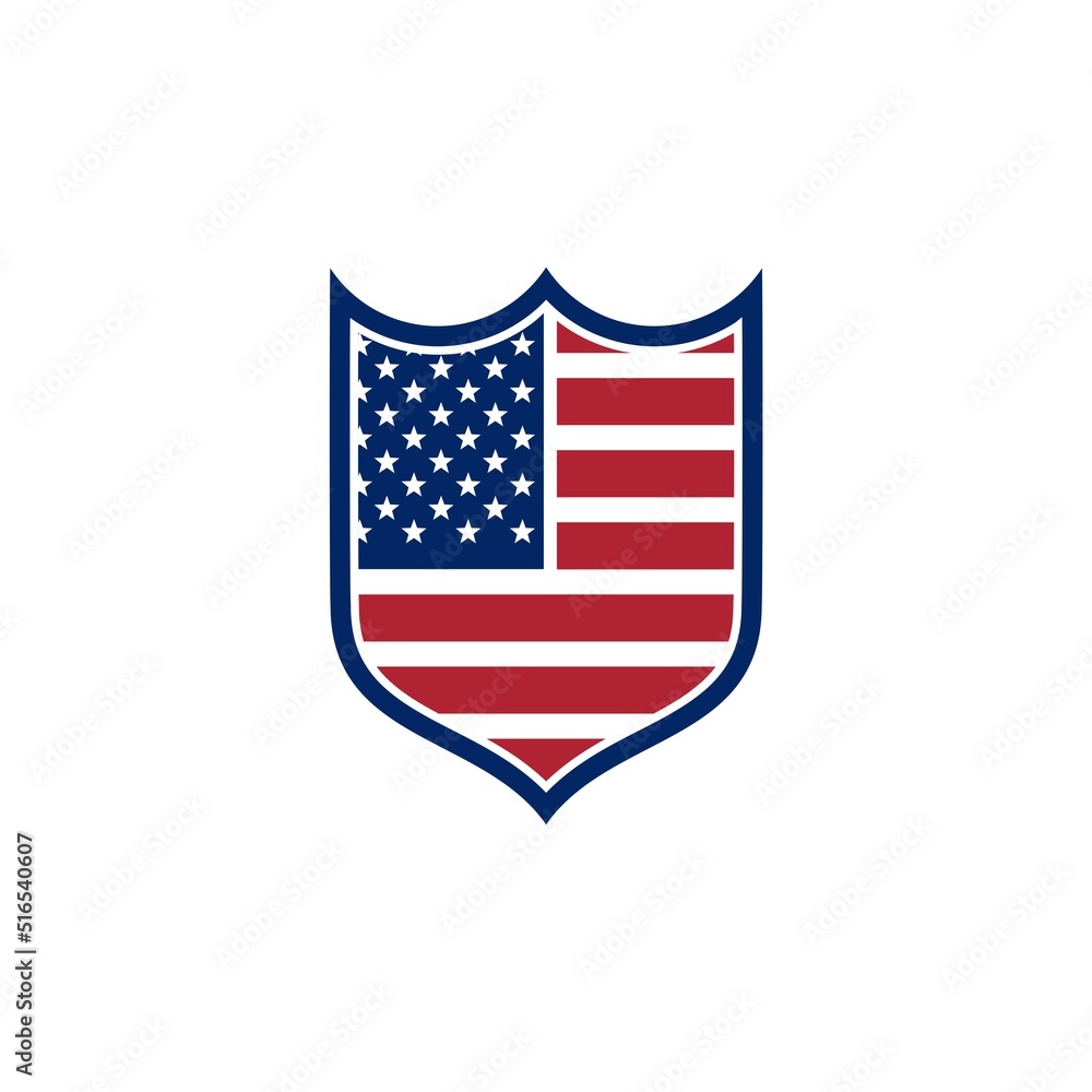 Patriotic shield with flag of USA icon isolated on white background Patriotic shield with flag of USA icon isolated on white background