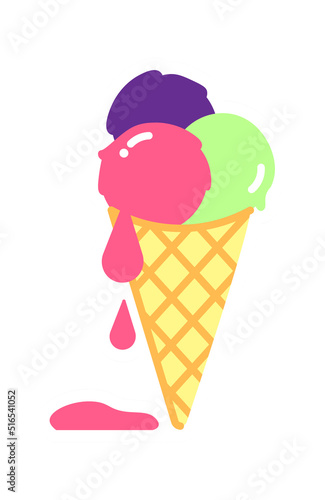 Ice cream in a waffle cone icon. Vector illustration