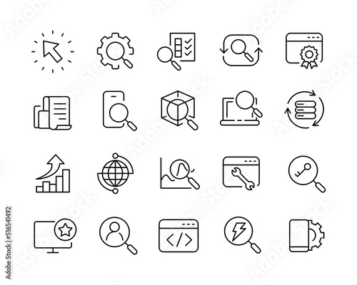 Search Engine Icons - Vector Line. Editable Stroke. 