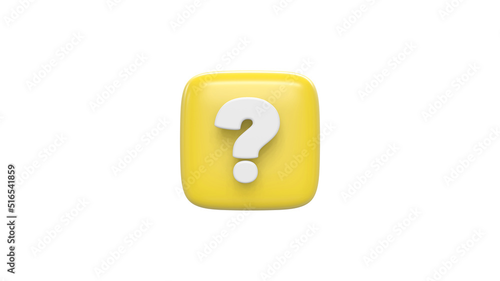 Concept Question sign 3d render. Interface button isolated on white. Concept Question sign 3d render. Interface button isolated on white.