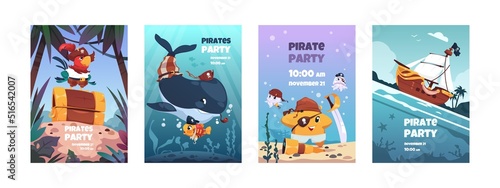 Canvastavla Pirate animals posters
