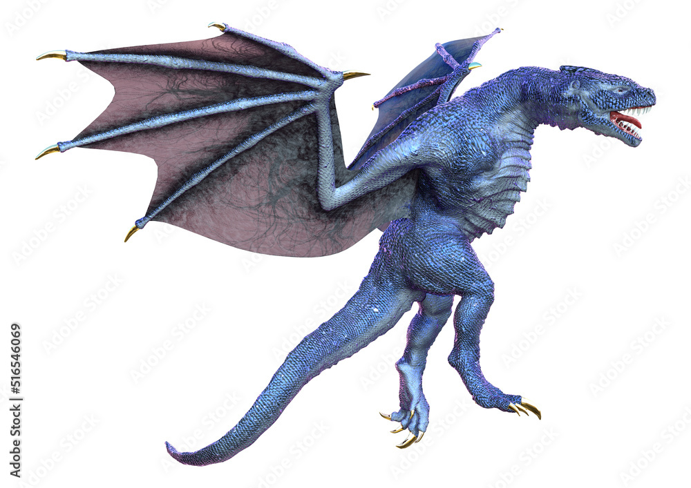 Fototapeta premium 3D Rendering Fairy Tale Dragon on White