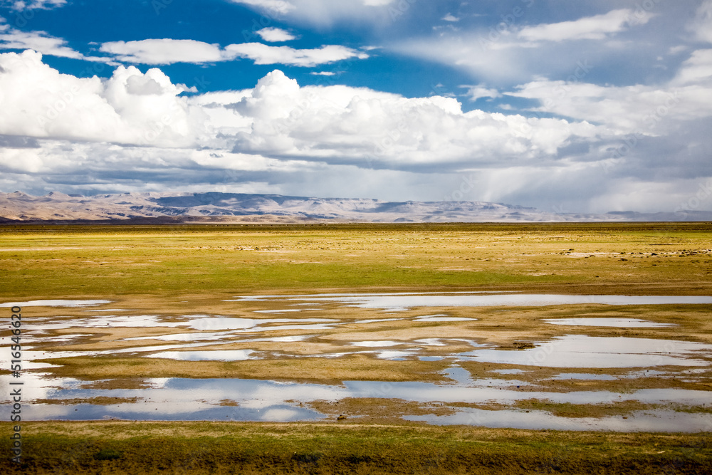Landscape of Bolivia, prairie and mountains. Nature of Altiplano, South America