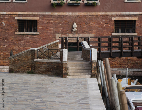 Architectural detail of an old bridge in Venice, Italy 