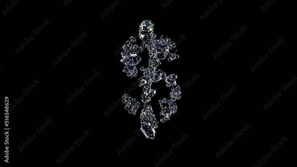 crystal glowing finest brilliants dollar - peso sign on black, isolated - object 3D illustration crystal glowing finest brilliants dollar - peso sign on black, isolated - object 3D illustration