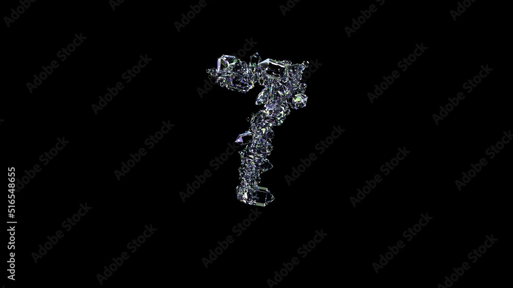 crystal lighting clear brilliants number 7 on black, isolated - object 3D rendering crystal lighting clear brilliants number 7 on black, isolated - object 3D rendering