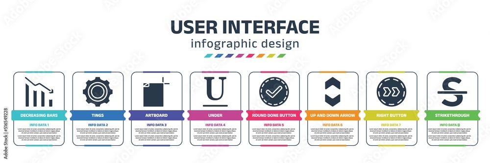user interface infographic design template with decreasing bars chart ...