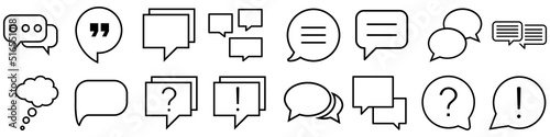 Set of Speech Bubble chat vector line icons. massage illustration sign collection. shat logo.