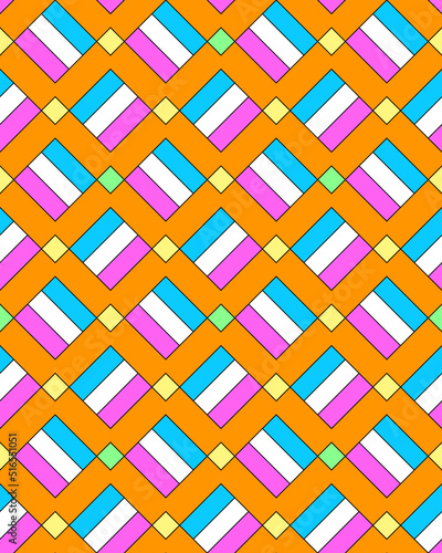 Vector seamless abstract geometric pattern with squares on an orange background. This is a fun texture where you can change the color of each element and the background. Printing, textiles and design
