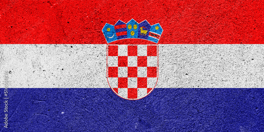 State flag of the Republic of Croatia on a plaster wall