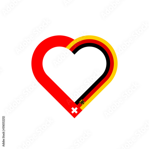 friendship concept. heart ribbon icon of swiss and german flags. vector illustration isolated on white background