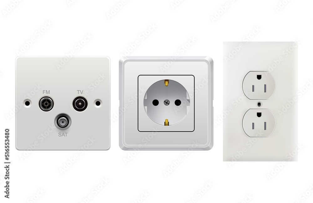 Vector sockets isolated on white background. This is EPS10 illustration. All elements easily editable Vector sockets isolated on white background. This is EPS10 illustration. All elements easily editable