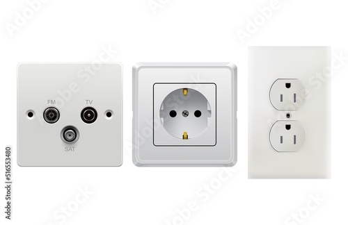 Vector sockets isolated on white background. This is EPS10 illustration. All elements easily editable