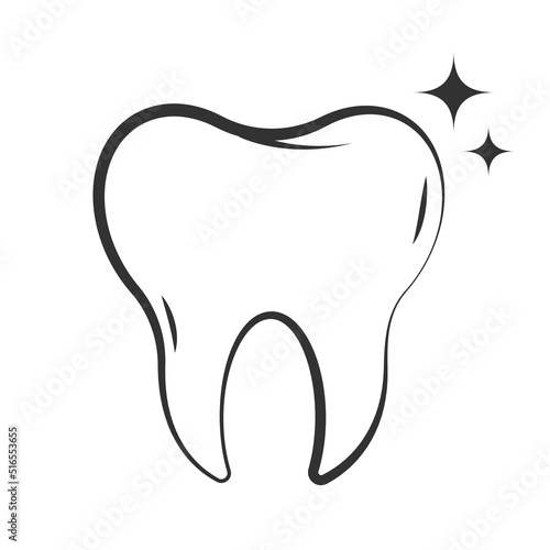 Shiny, healthy tooth vector icon.Tooth icon, Teeth sign. Dental care logo, Dental clinic icon. Vector flat illustration