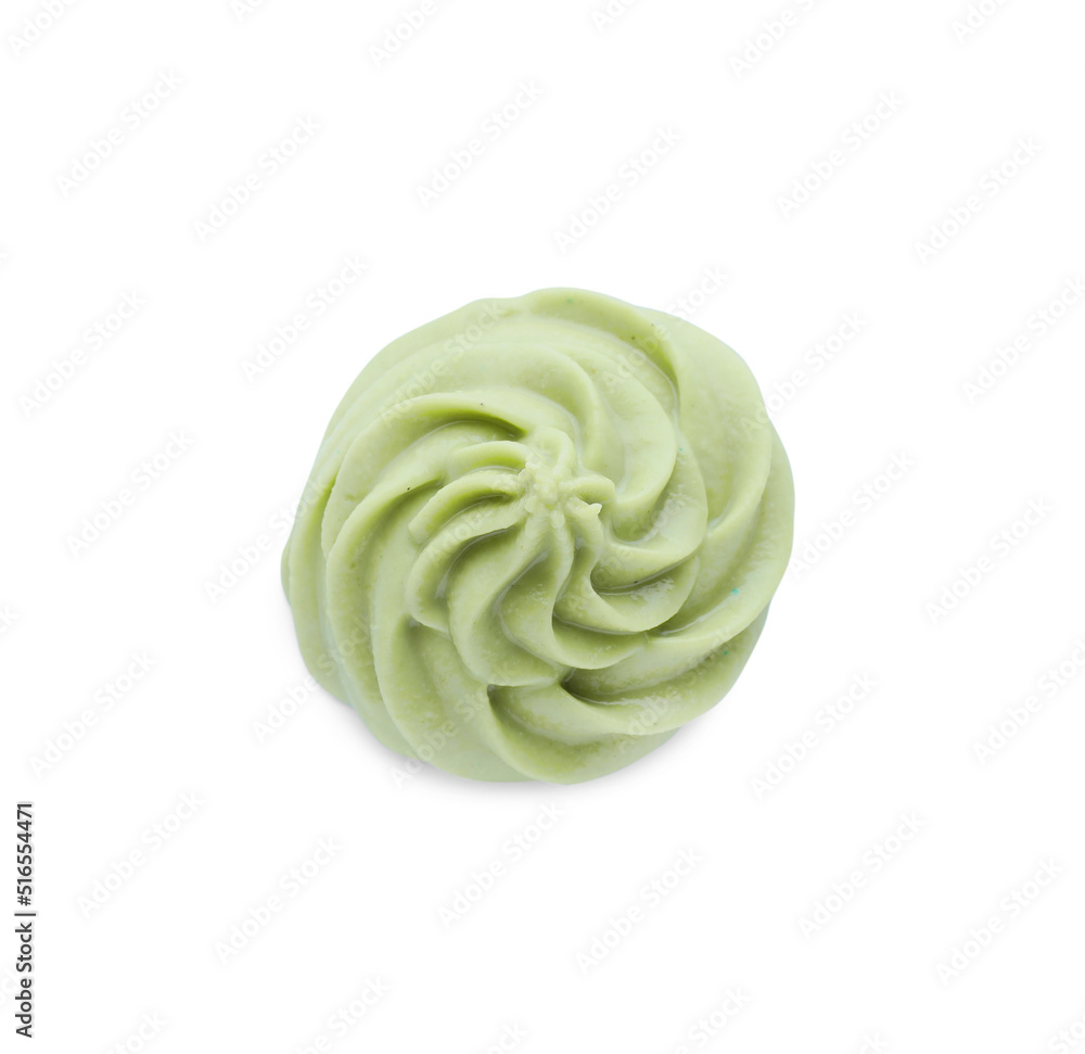 Swirl of wasabi paste isolated on white, top view Swirl of wasabi paste isolated on white, top view