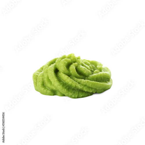 Swirl of delicious spicy wasabi paste isolated on white