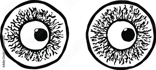 Abstract eyes illustration. Iris decorative image. Circle vector line sketch.
