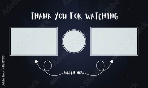 Youtube End Screen with orange design and orange lines. Youtube Video Template, background, Outro Card, end screen, banner, channel. Social media design. thanks for watching design.. End screen