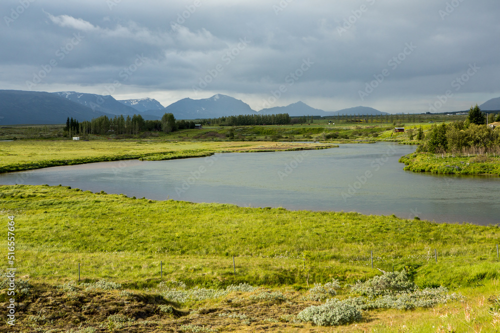 Picturesque landscape with green nature in Iceland during summer. Image with a very quiet and innocent nature.
Picturesque landscape with green nature in Iceland during summer. Image with a very quiet and innocent nature.