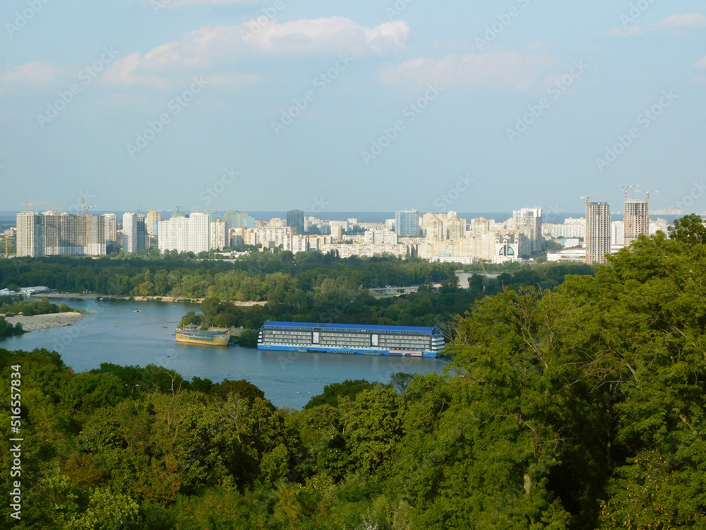 View of the left bank of Kyiv, Ukraine.