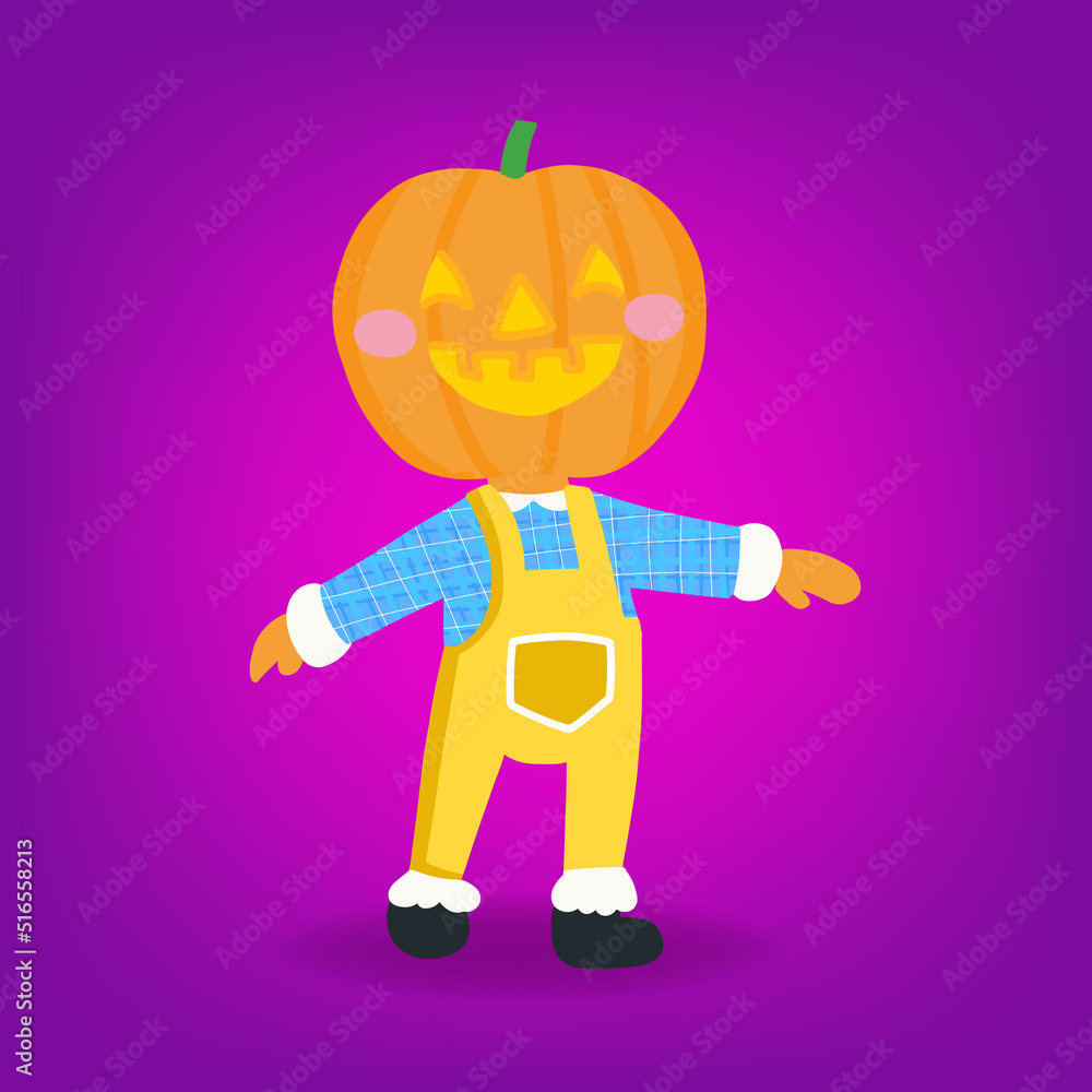 Cute pumpkin of head ghost boy , Halloween character Cute pumpkin of head ghost boy , Halloween character