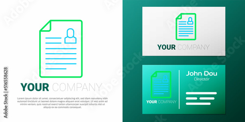 Line Resume icon isolated on white background. CV application. Searching professional staff. Analyzing personnel resume. Colorful outline concept. Vector